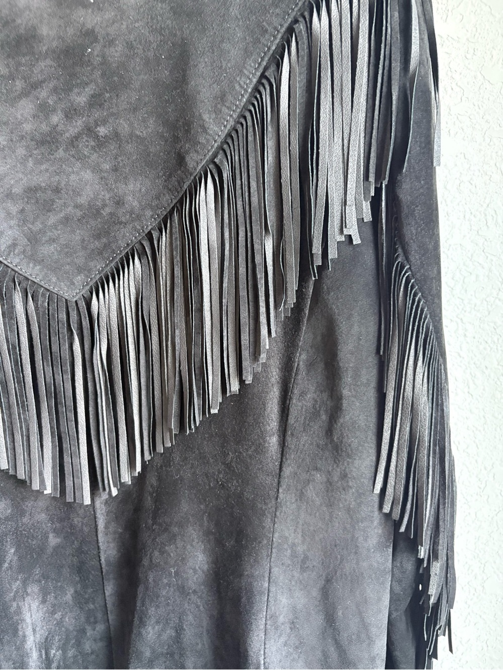 Vintage Lariat Black Leather Suede Fringe Western Jacket USA Made Large - Picture 11 of 11